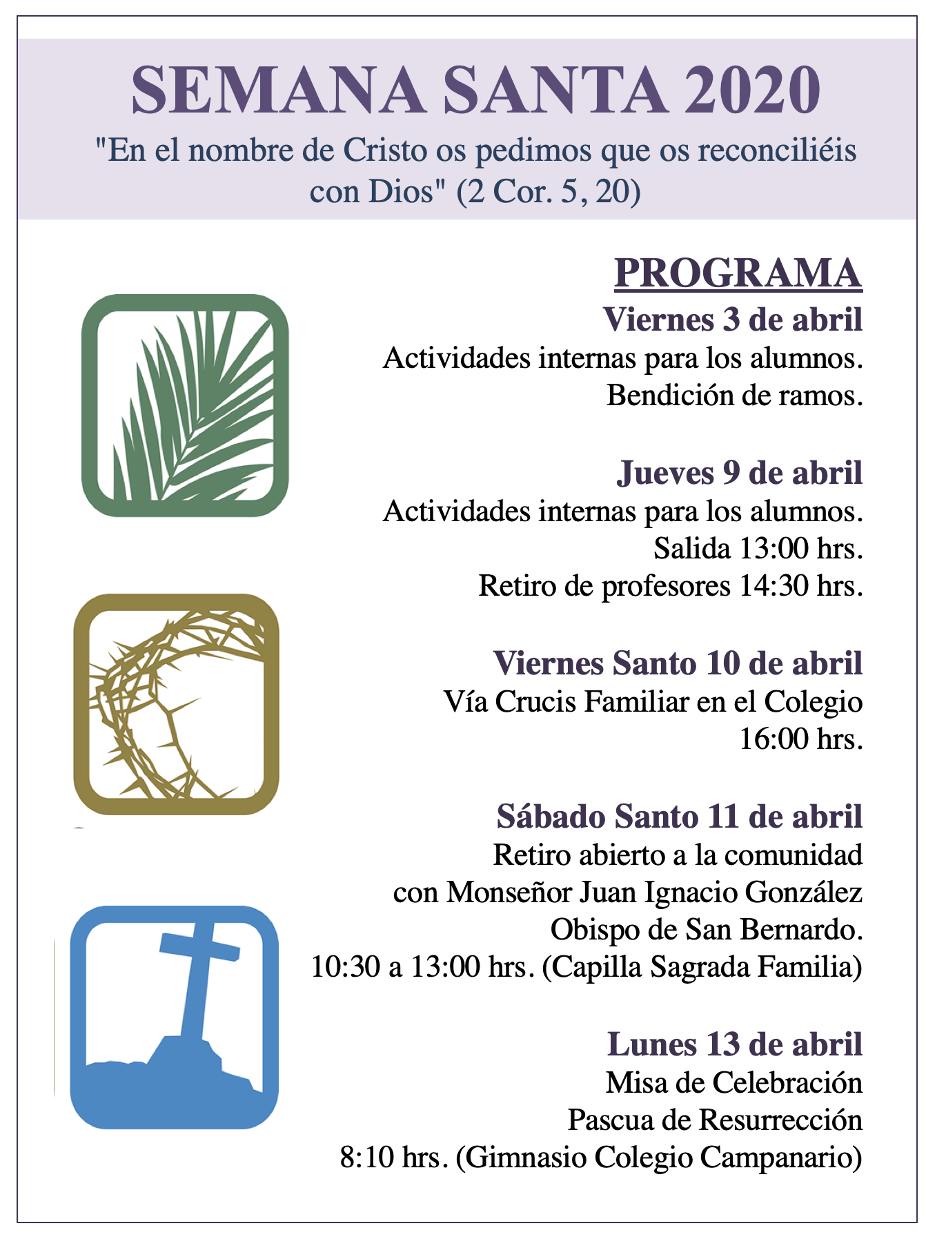 PROGRAMA SEMANA SANTA Colegio Campanario